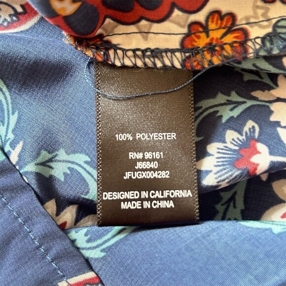 BeBop Dress Womens XL Navy Floral Medallion Shift Knee Length 3/4 Sleeve - Picture 3 of 8